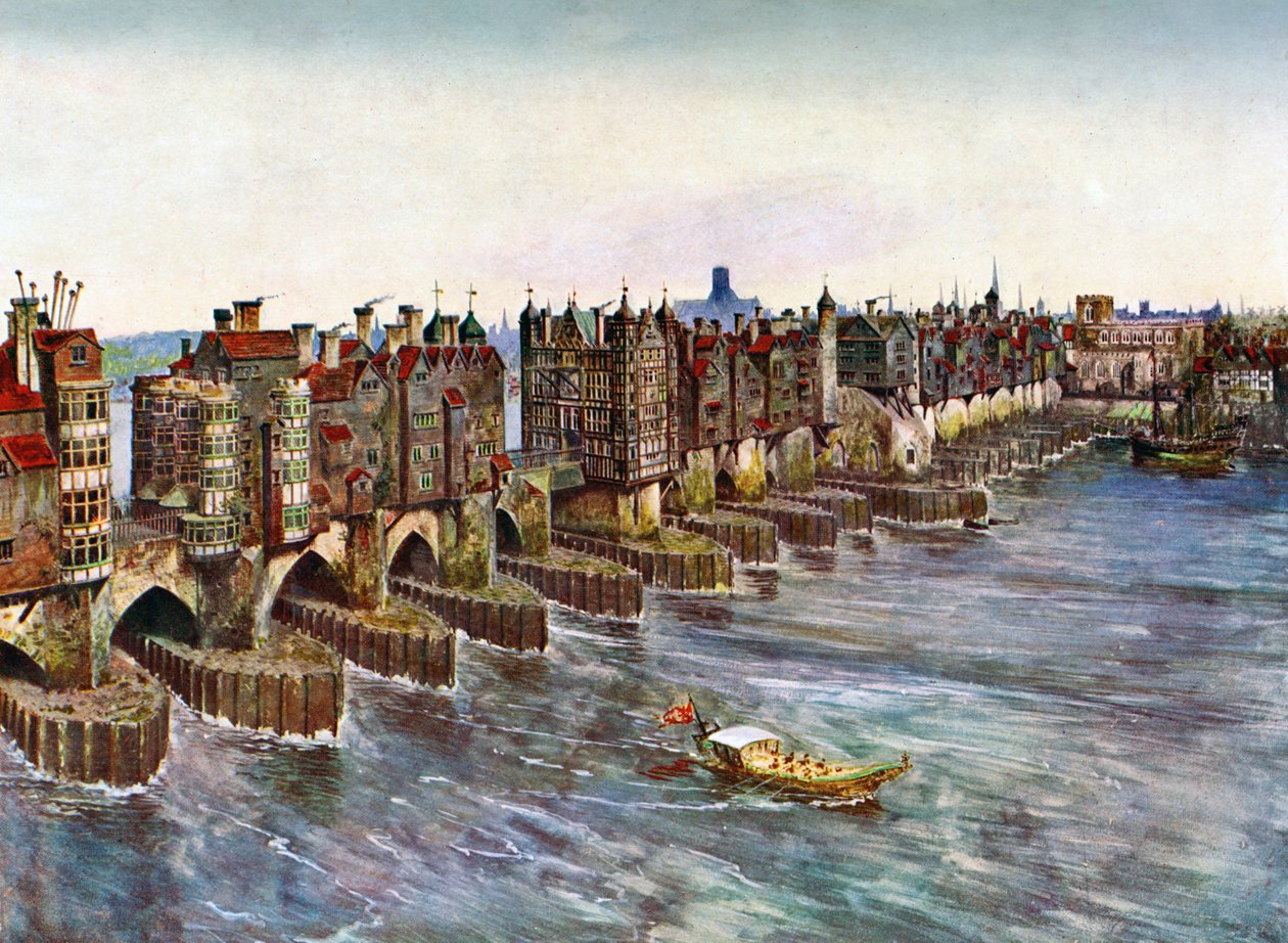 オールドロンドンブリッジ、1630年頃、c1900-1920 作： 不明