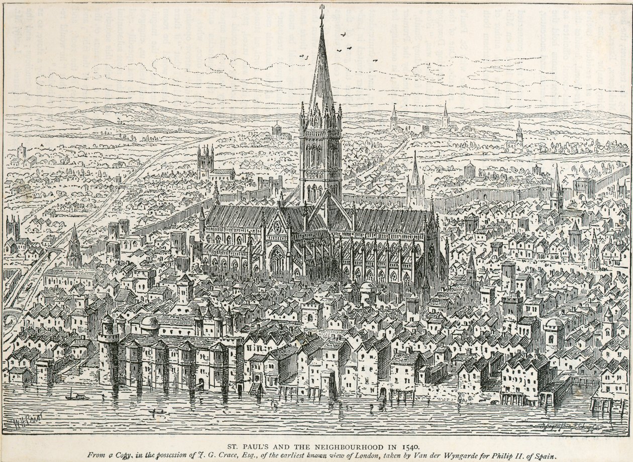 旧セント ポール大聖堂、ロンドン市、1540 c1883-c1885 作： 不明