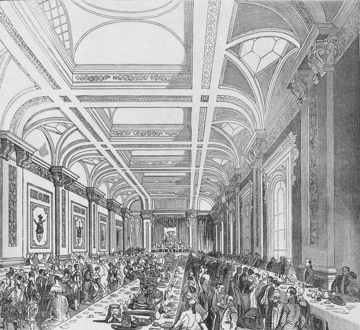 第三王立証券取引所の開設、1844年。サブスクリプションルームでの宴会、1928年 作： 不明