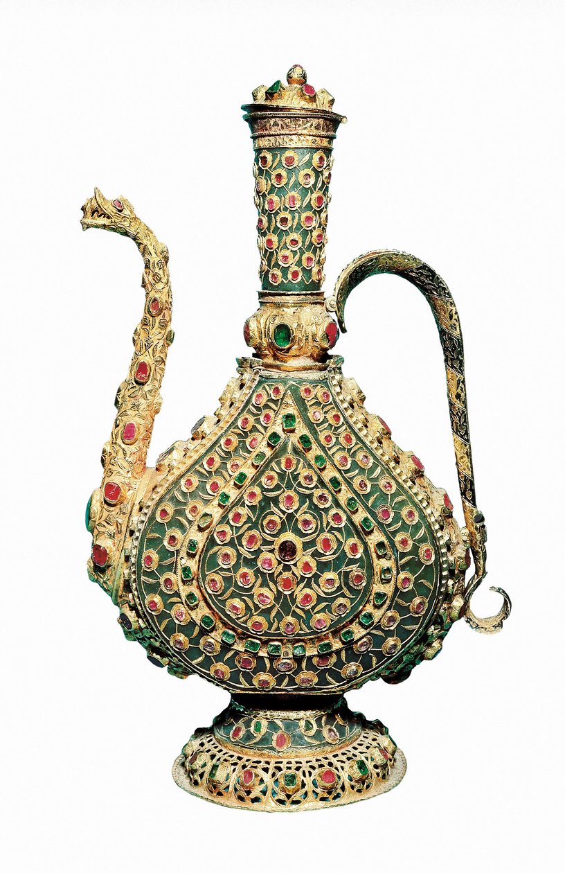 オスマン・アート：貴石をはめ込んだ金の水差し金銀細工 17世紀 作： 不明
