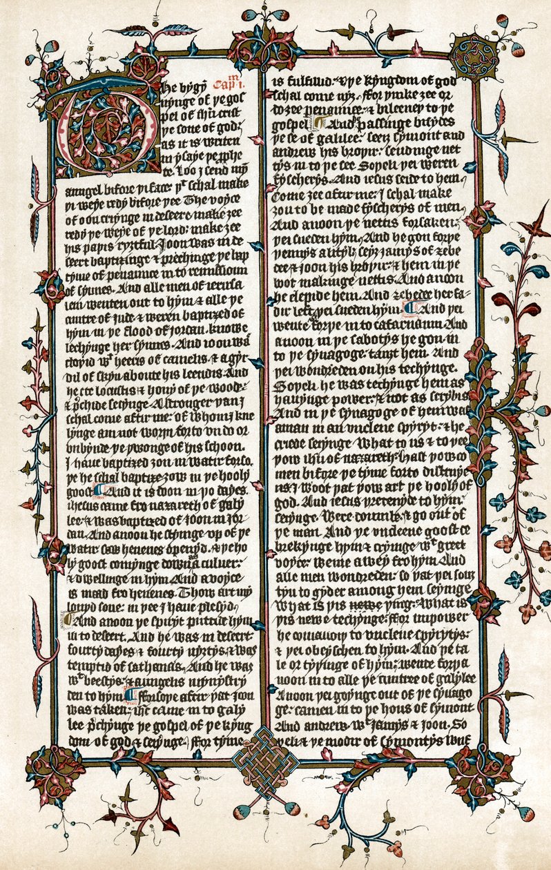 ウィクリフスによる聖書の英語への翻訳、c1400のページ 作： 不明