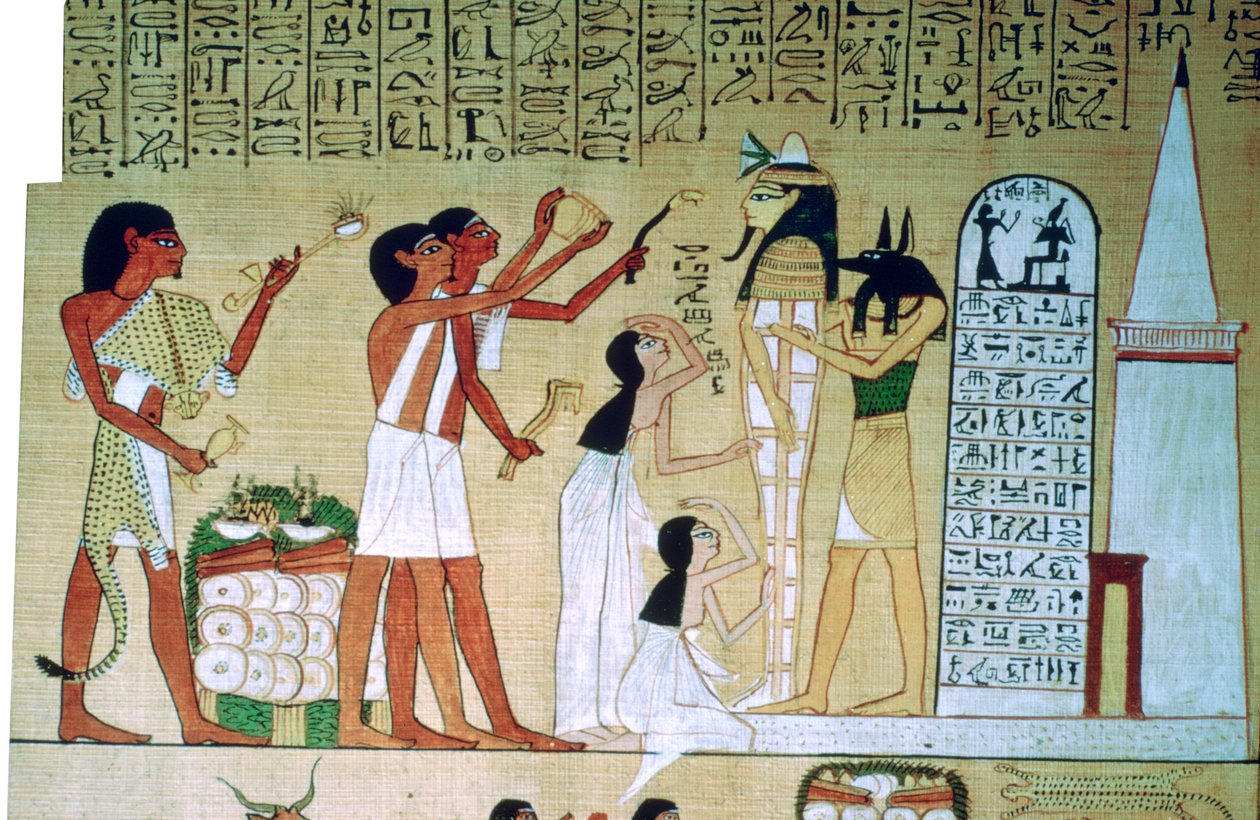 ヒューネフェルの死者の書のページ、テーベ、エジプト、第 19 王朝、紀元前 1300 年頃 作： 不明