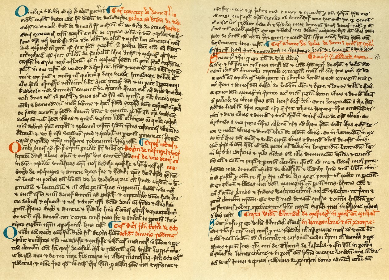 Osney Abbey、c1275 1886のCartularyからのページ 作： 不明