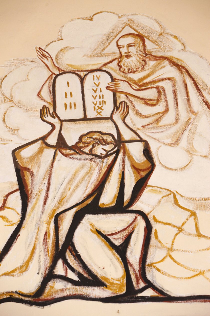 ロメ大聖堂の絵画：モーゼと律法の台（トーゴ、ロメ 作： 不明