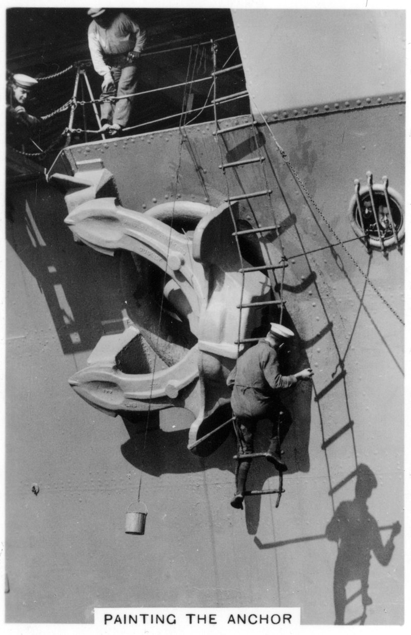 空母HMS Courageousのアンカーの塗装、1937 作： 不明