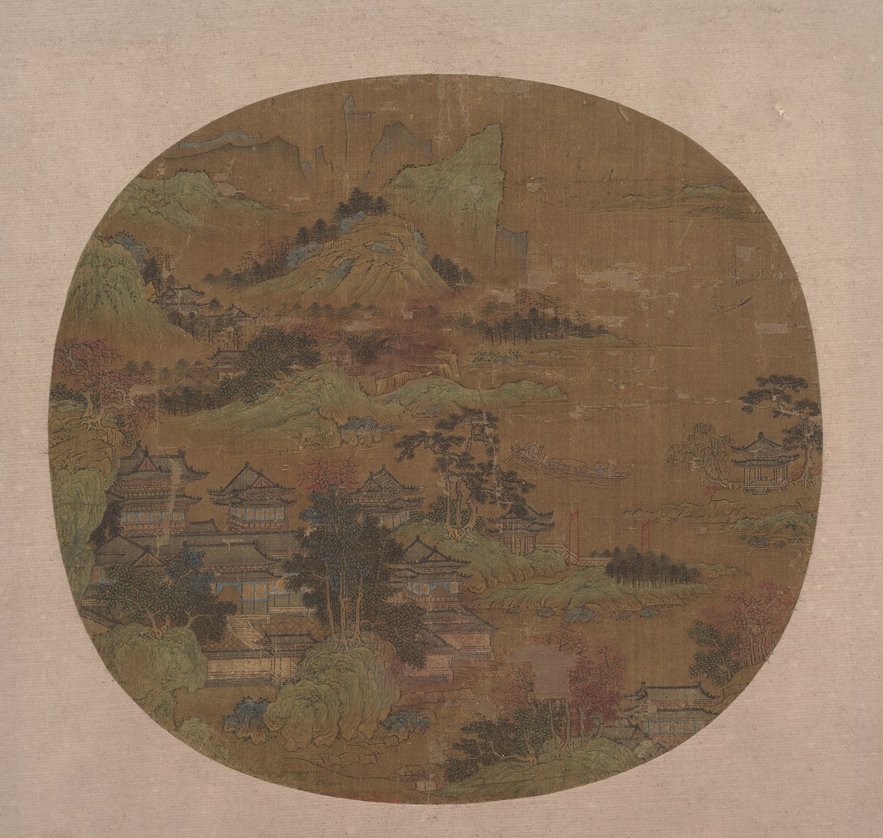 秋の山間の宮殿。 作： 不明