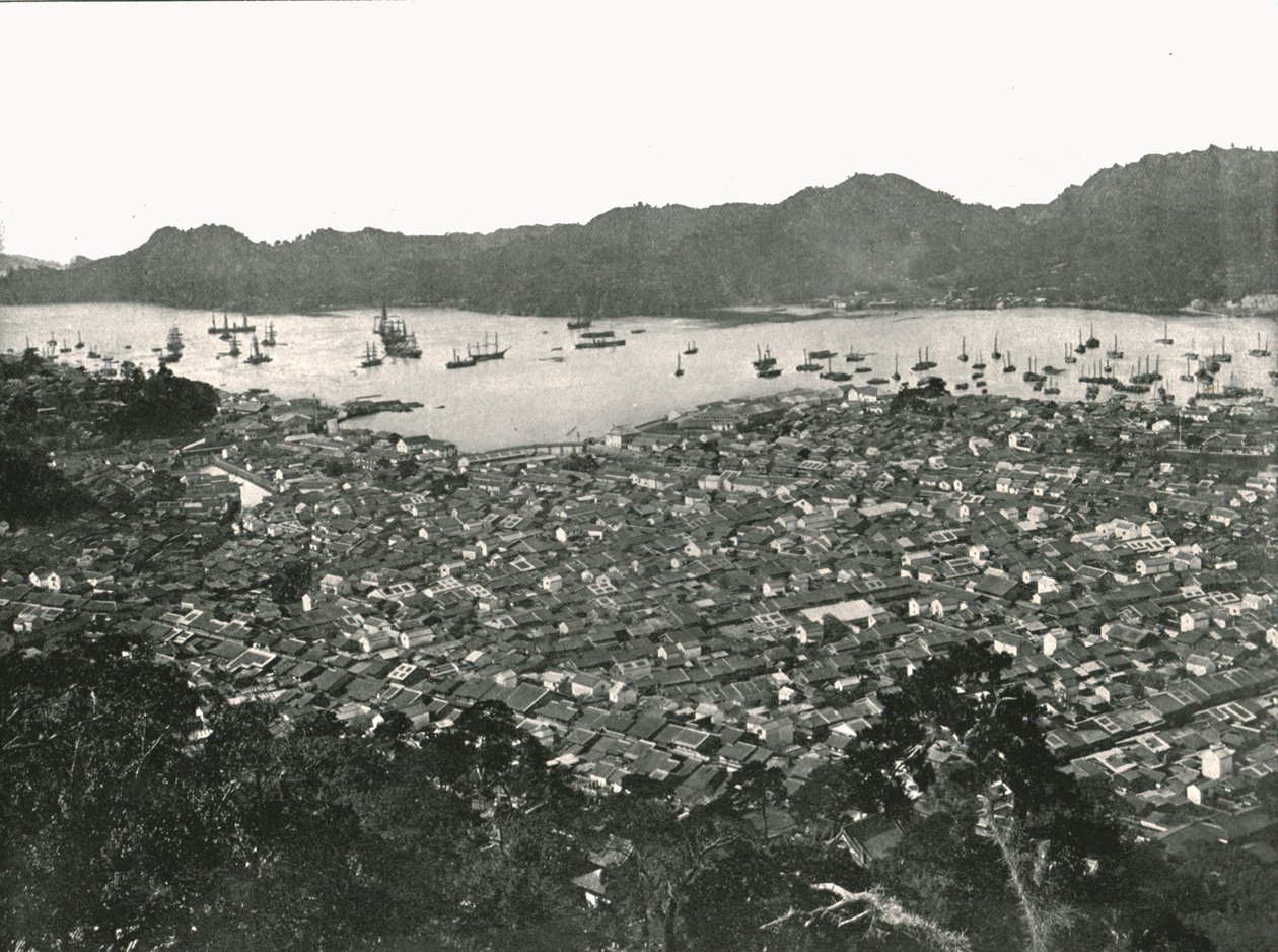 1895年、長崎県の街のパノラマビュー。 作： 不明