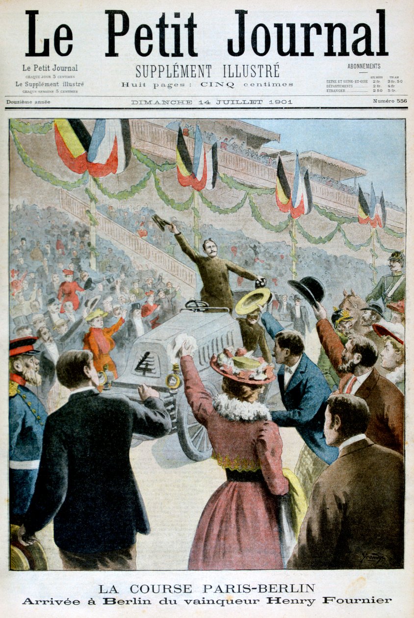 パリベルリンレース、優勝者ヘンリーフルニエの到着、1901 作： 不明
