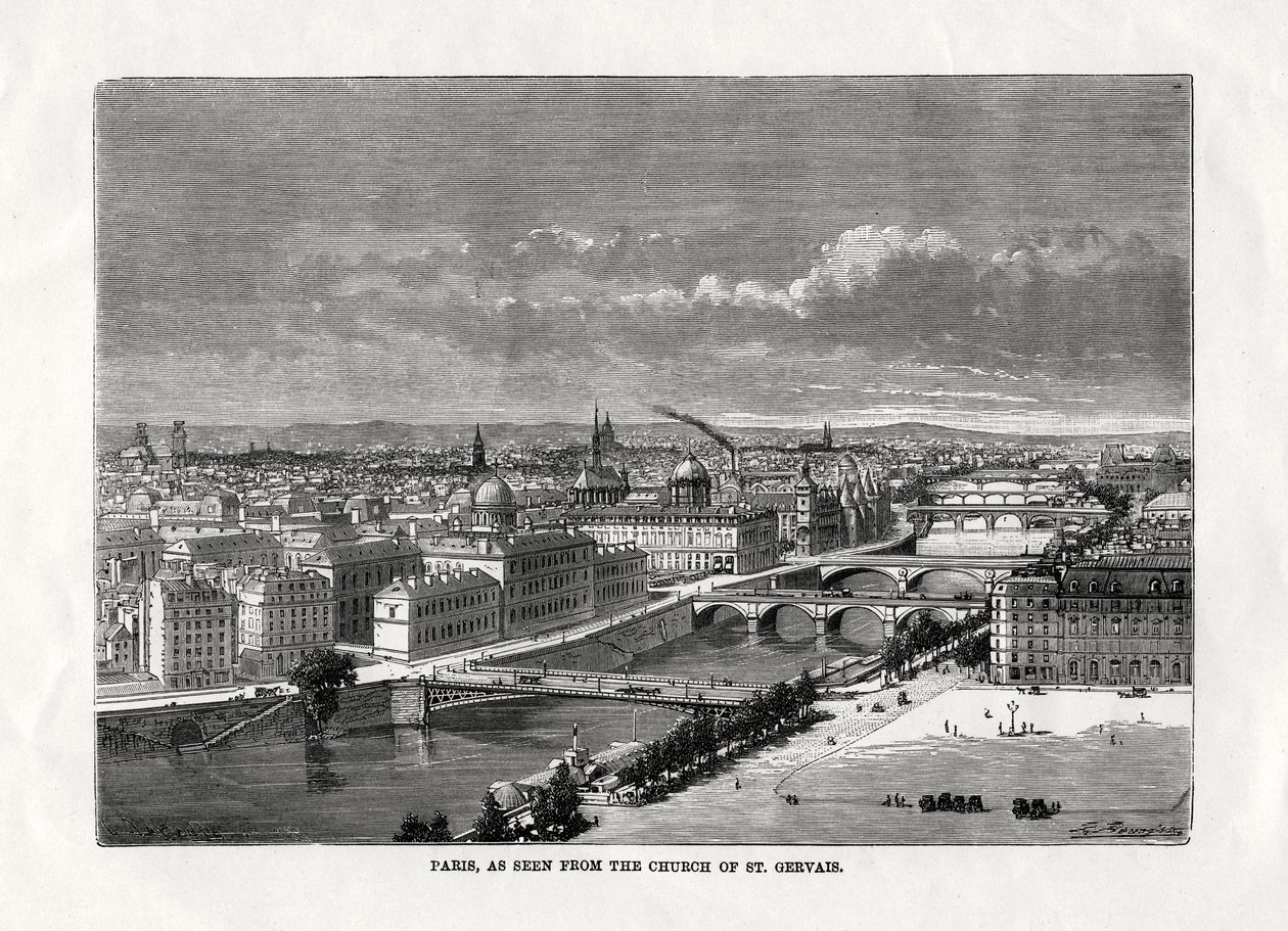 1879年、フランスのサンジェルヴェ教会から見たパリ 作： 不明