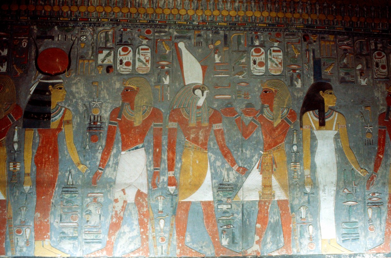 ファラオホレムヘブ、イシス女神とホルス神、古代エジプト人、紀元前14世紀 作： 不明