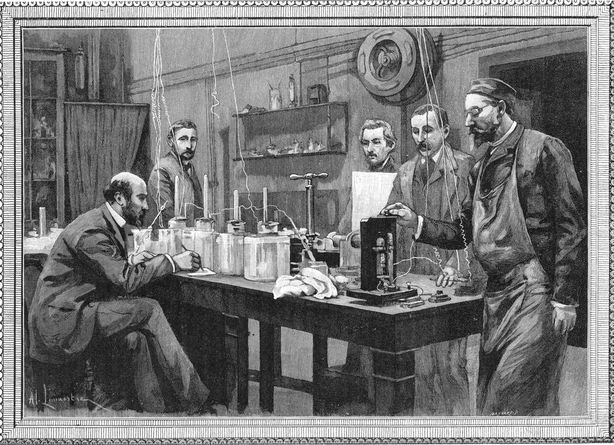 1895年、パリのソルボンヌにある物理研究所 作： 不明