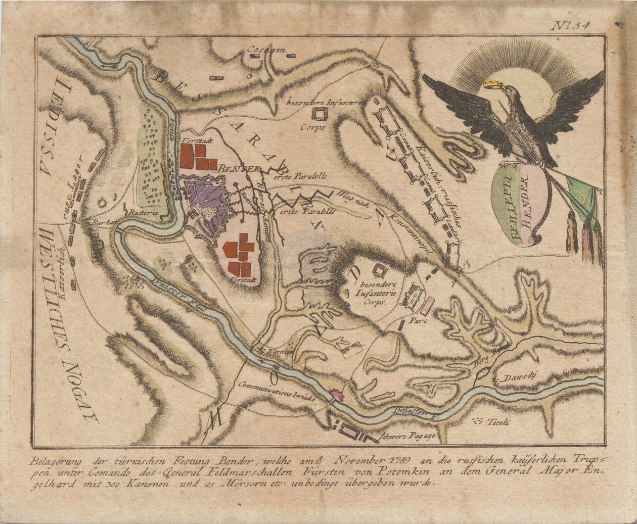1789年11月にロシア軍がトルコのベンデル要塞を包囲した際の計画（1789年 作： 不明