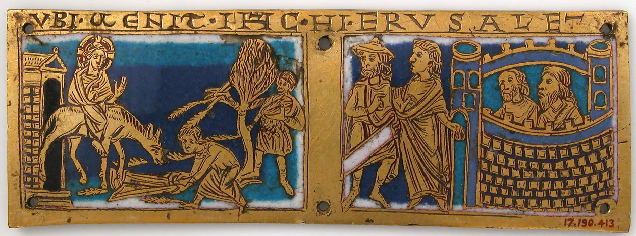 イエスの生涯の場面を描いた携帯用祭壇のプラーク、ドイツ語、約 . 1160-80。 作： 不明