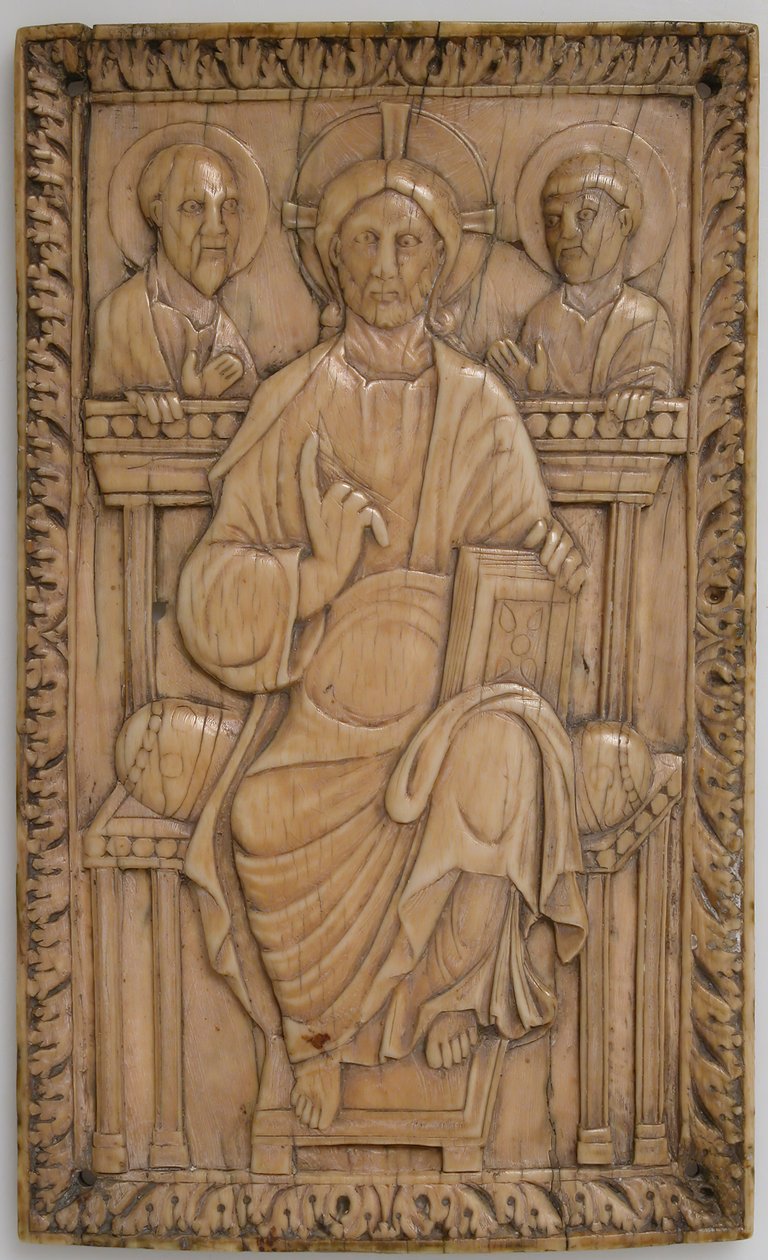 2 人の使徒、Carolingian、850-875 で即位したキリストのプラーク。 作： 不明