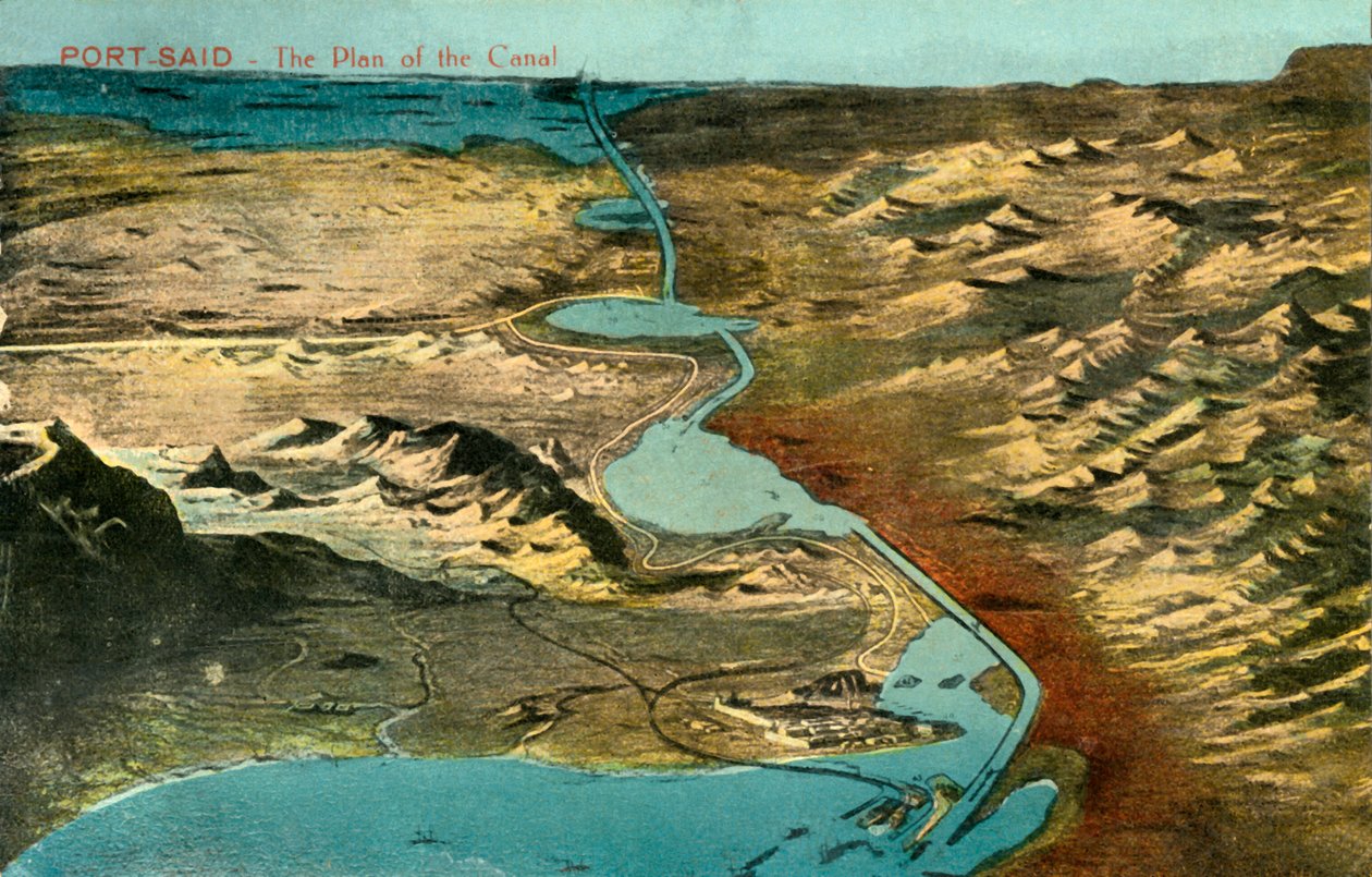 Port-Said-運河の計画、c1918-c1939。 作： 不明