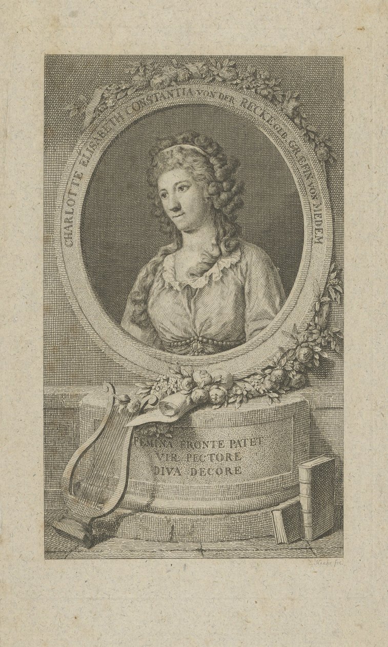 Elisa von der Recke 1754-1833、1792の肖像。 作： 不明