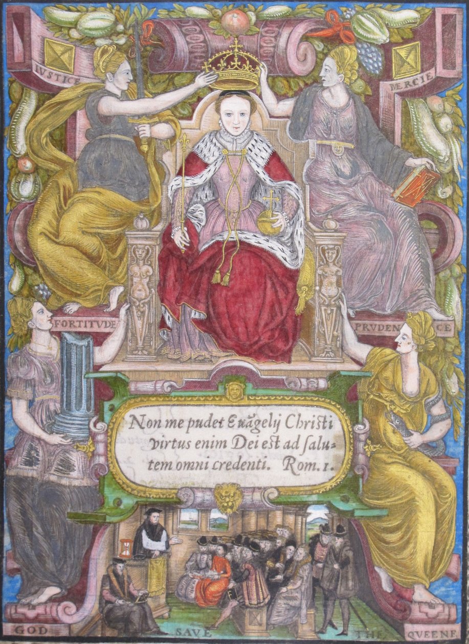 1572年の王冠を持つイギリスのエリザベス1世の肖像画 作： 不明