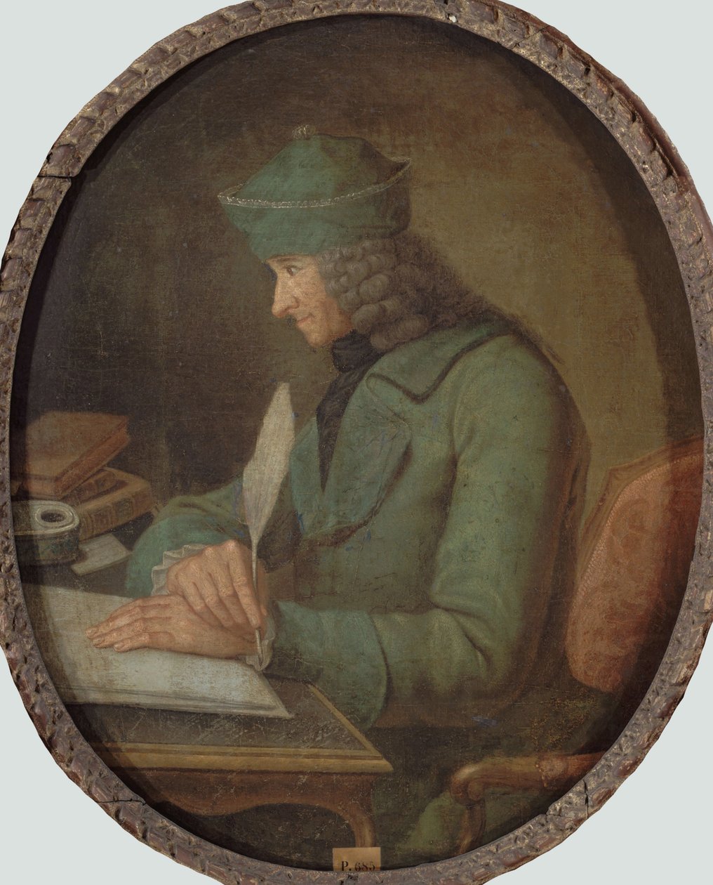 Francois Marie Arouet de Voltaire 1694-1778 の肖像、彼の書斎、18 世紀後半。 作： 不明
