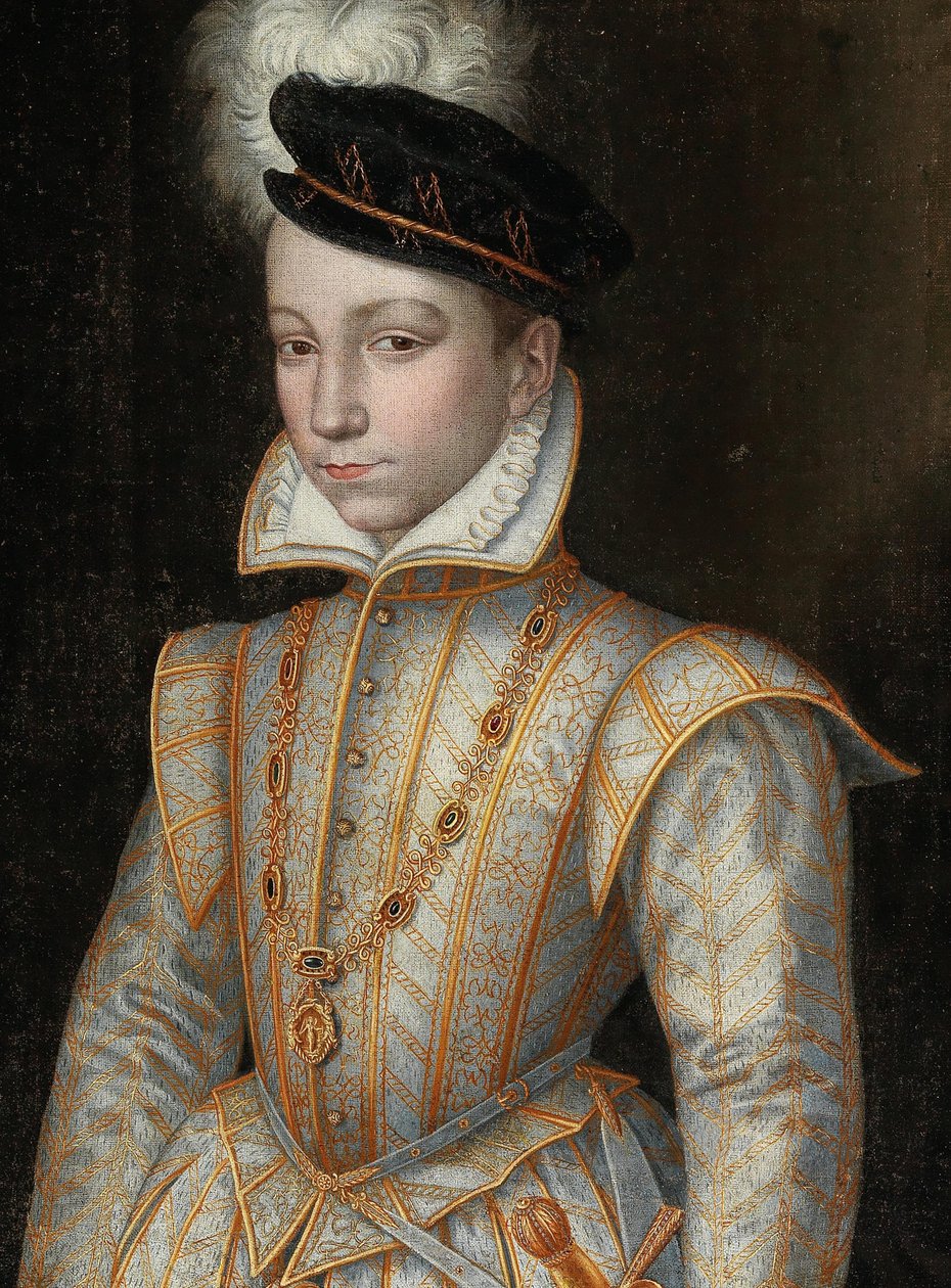 フランス国王シャルル 9 世の肖像、1550～1574 年、c. 1560年。 作： 不明