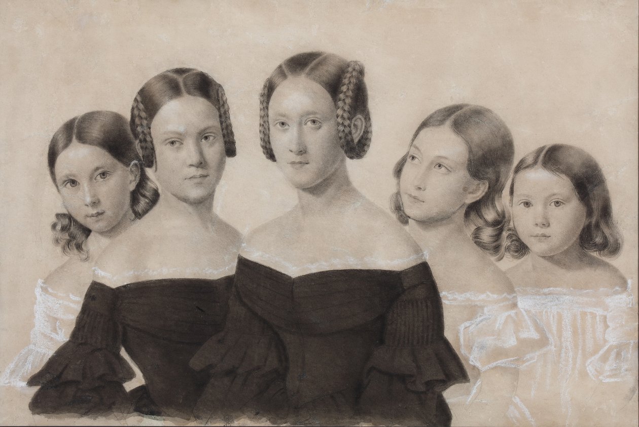 1830年代末の姉妹Yelisaveta、Maria、Praskovya、Alexandra、Anna Dyakovの肖像 作： 不明