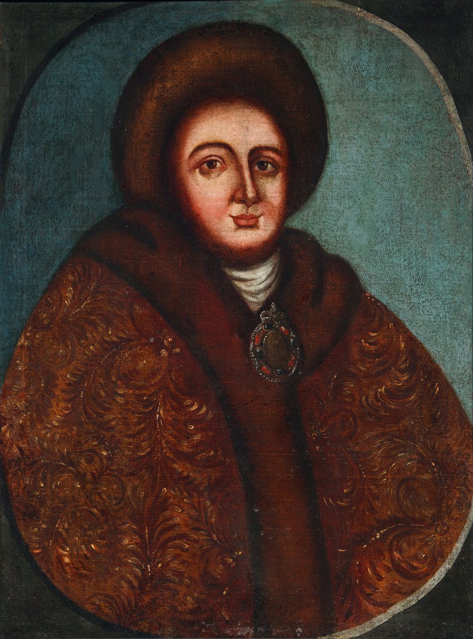 ロシアの皇帝ピーター1世の妻、ツァリナ・エヴドキヤ・フェオドロフナ・ロプヒナ1669-1731の肖像 作： 不明