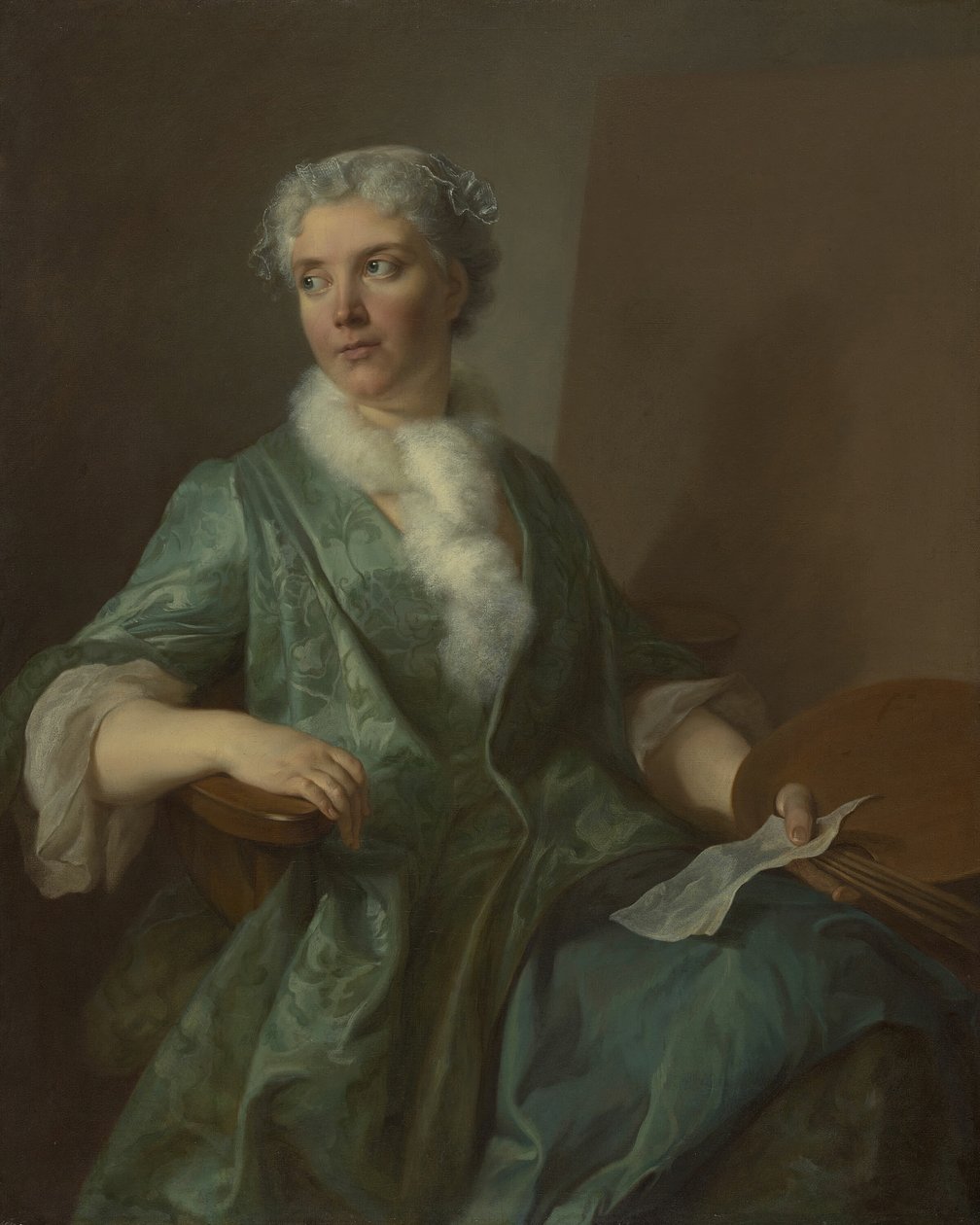 女性アーティストの肖像、c。 1735年。 作： 不明