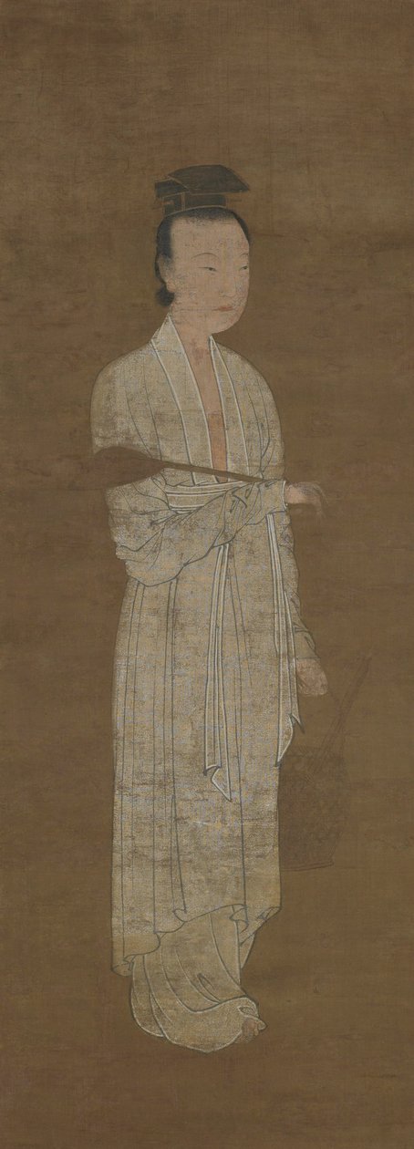 白い服を着た女性の肖像: 陸美娘、14 世紀。 作： 不明