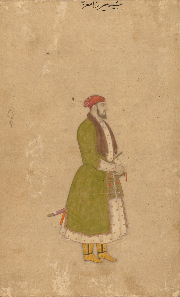 Courtier Mirza Muizzの肖像c。 1680-1700。 作： 不明