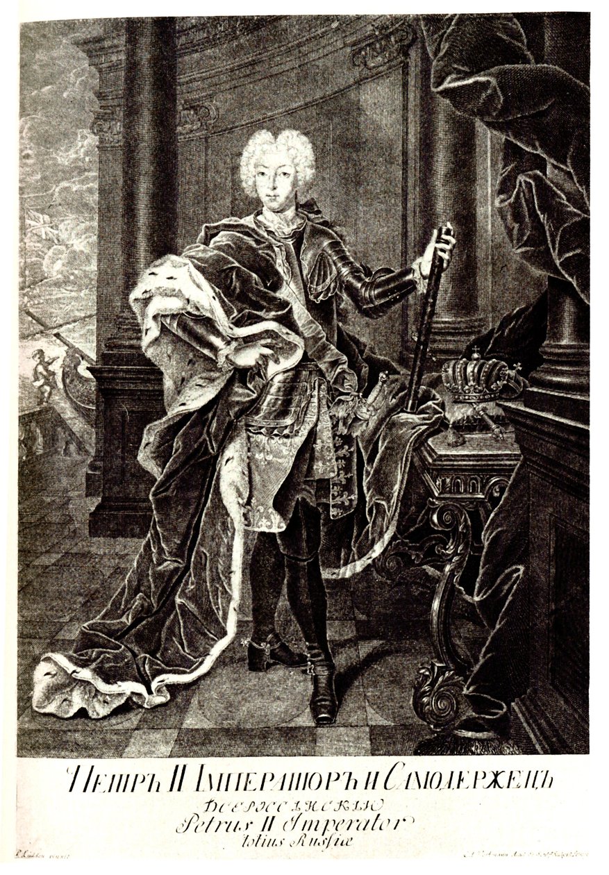 ロシア1715-1730年の皇帝ピーター2世の肖像画 作： 不明