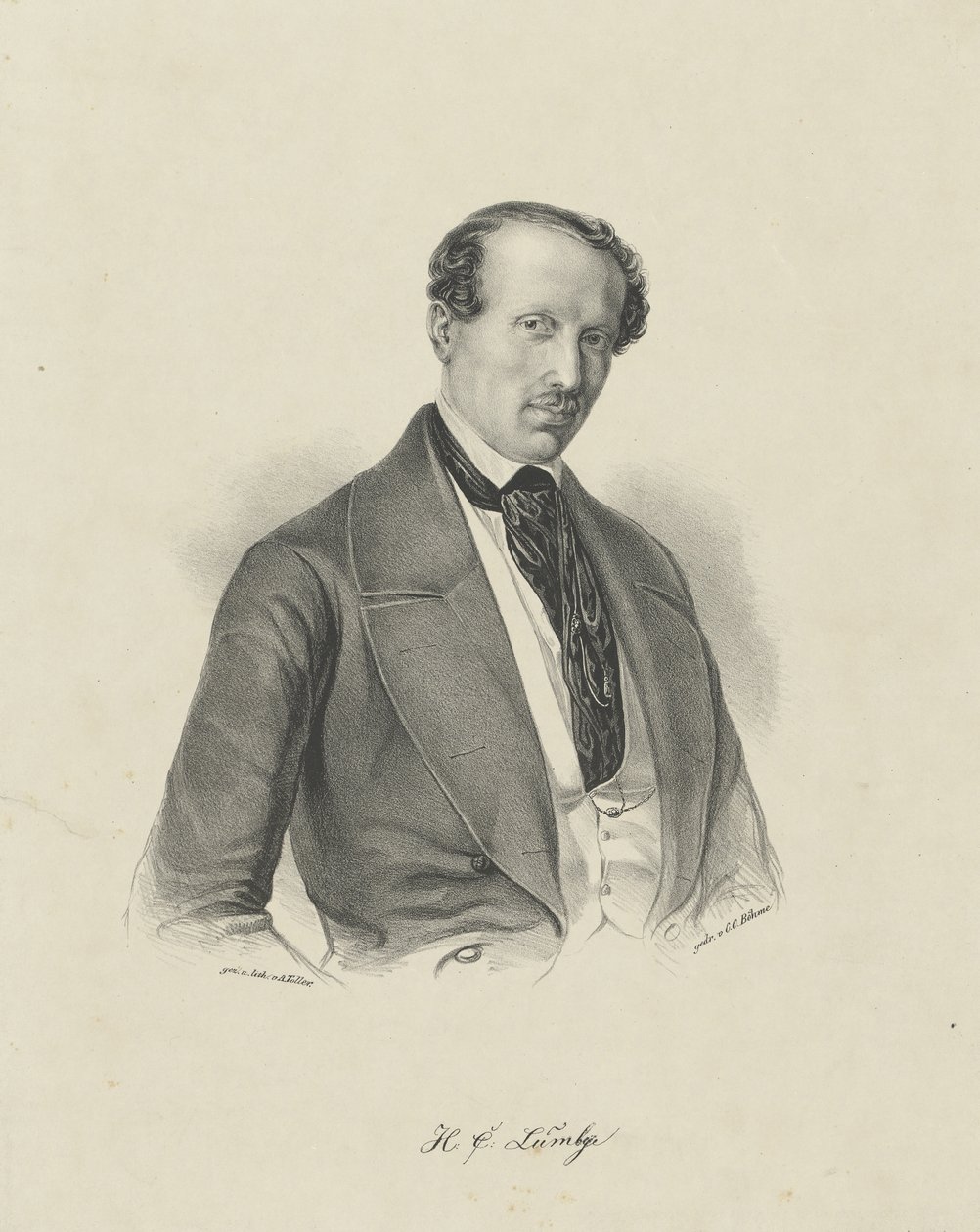 作曲家ハンス・クリスチャン・ルンビエ1810-1874の肖像、c。 1850 作： 不明