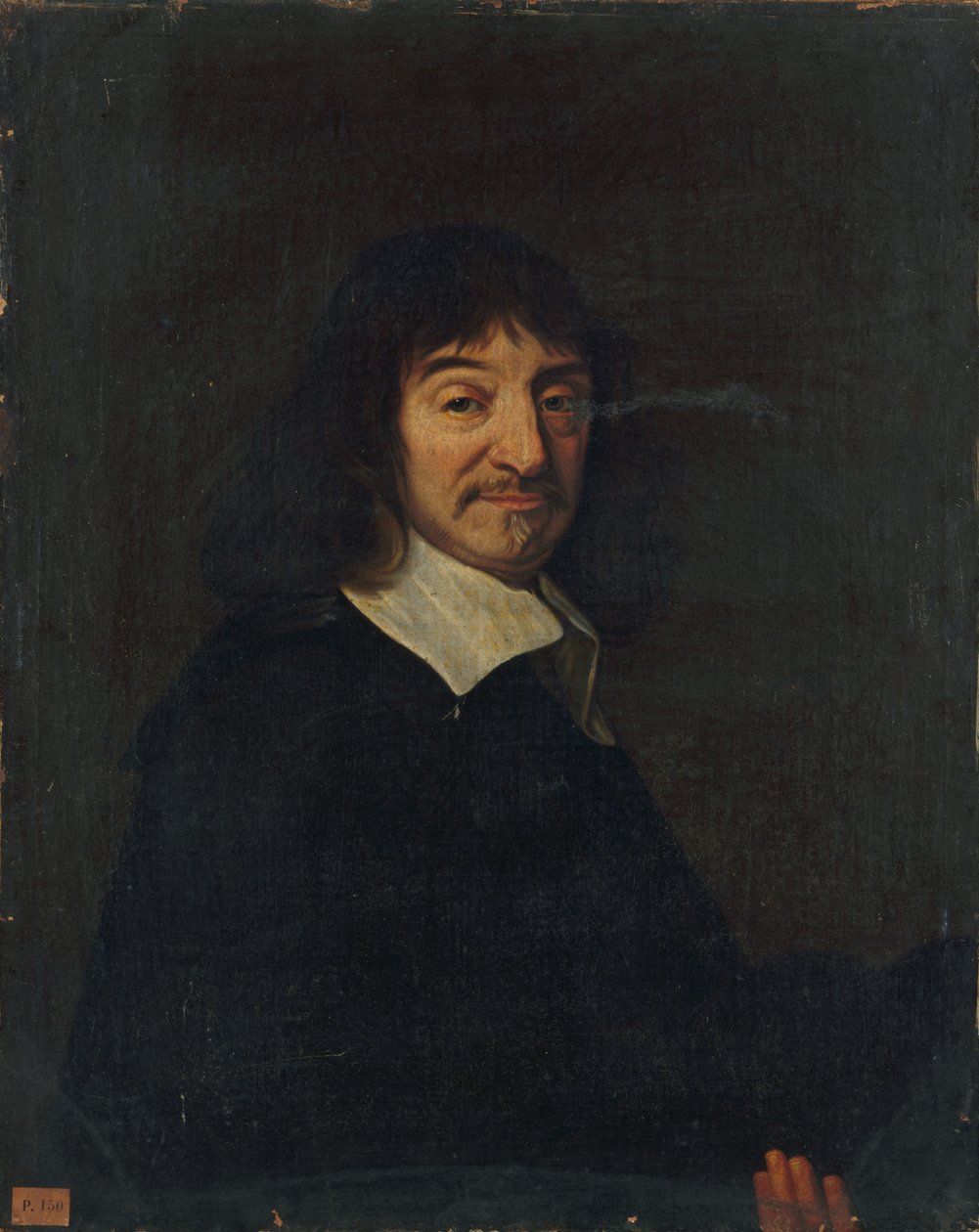 哲学者ルネ・デカルトの肖像（1596-1650）。 作： 不明