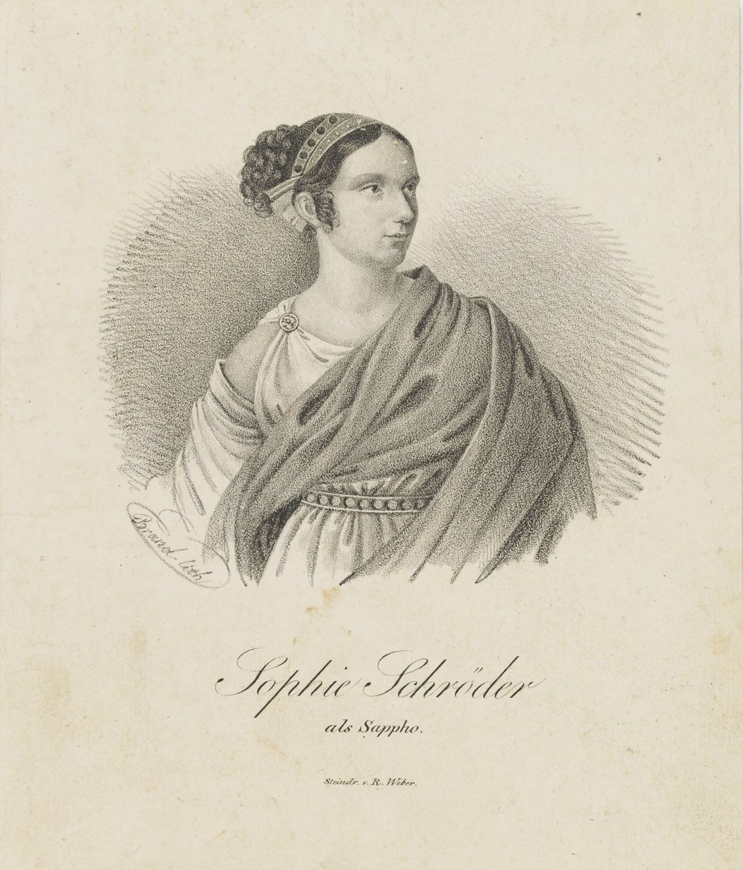 歌手で女優のソフィーシュローダー1781-1868の肖像、札幌、1833年。 作： 不明