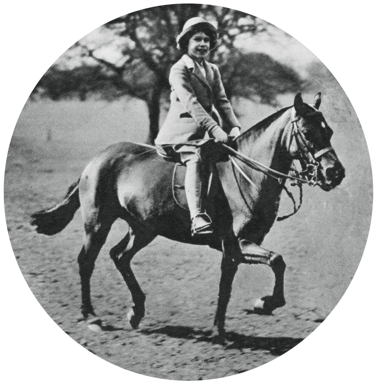 エリザベス王女の乗馬、ウィンザーグレートパーク、1935年、1937年 作： 不明