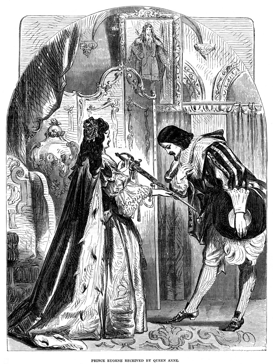 アン女王1665-1714がオーストリアのユージーン王子1663-1736を受け取る 作： 不明