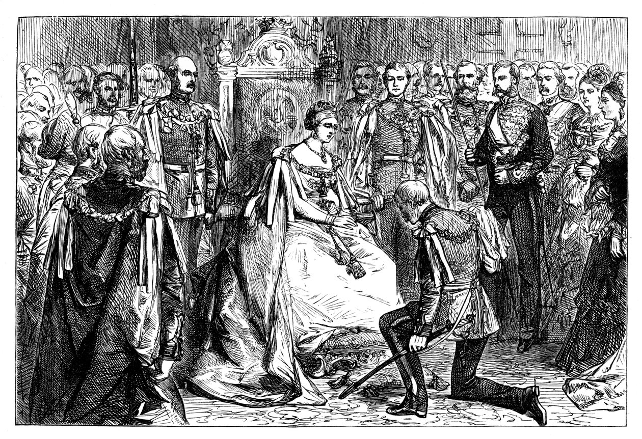 インドの星、c1861の秩序の最初の叙任を行うビクトリア女王 作： 不明