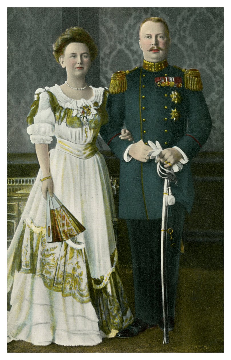 オランダのウィルヘルミナ女王とヘンリー王子、c1900s-c1910s 作： 不明