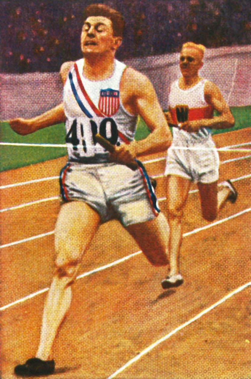 レイバルブーティとヘルマンエンゲルハルト、4 x 400mリレー、1928年。 作： 不明