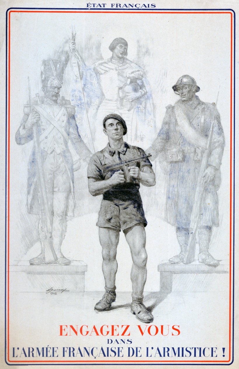 1940-1942年の休戦フランス陸軍の募集ポスター 作： 不明