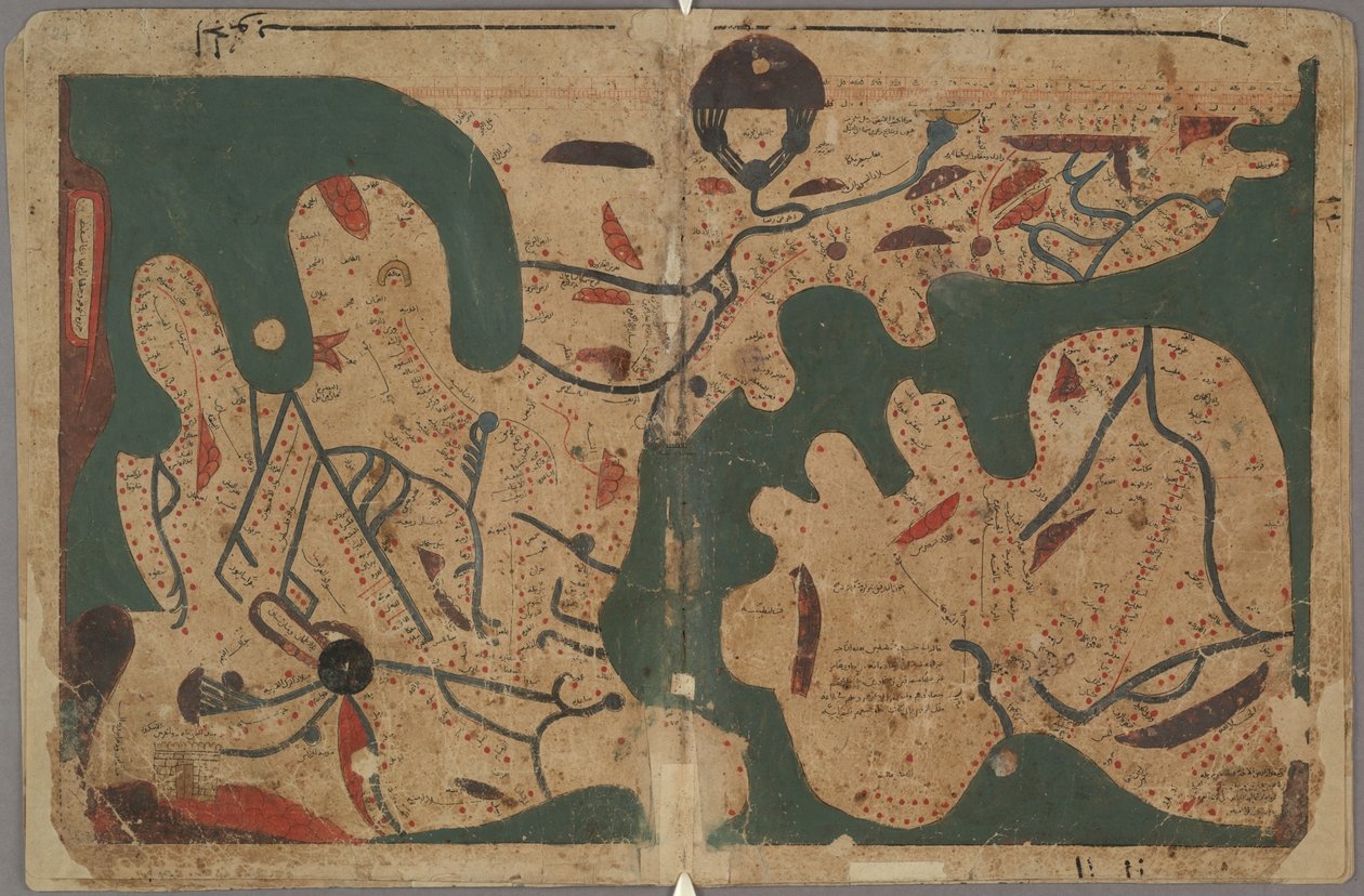 長方形の世界地図From：The Book of the Curiosities of the Sciences and Marvels for the Eyes、11th 作： 不明