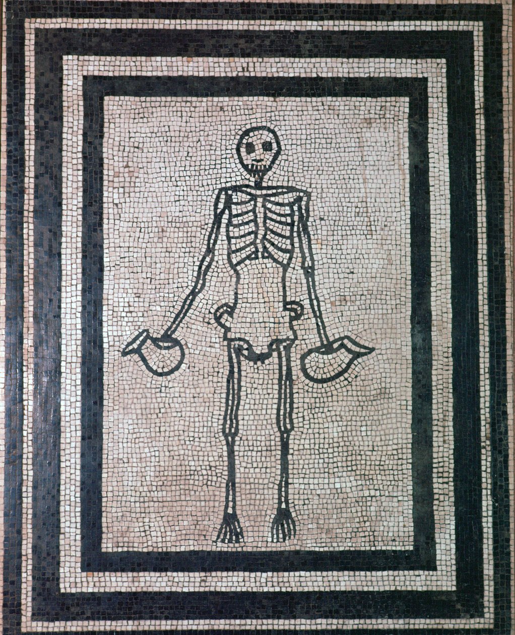 スケルトンのローマ時代のモザイク、1 世紀 作： 不明