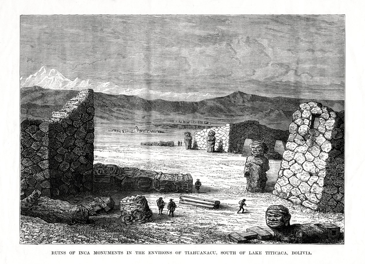 1877年、ボリビアのチチカカ湖の南、ティアワナク周辺のインカ遺跡の遺跡 作： 不明
