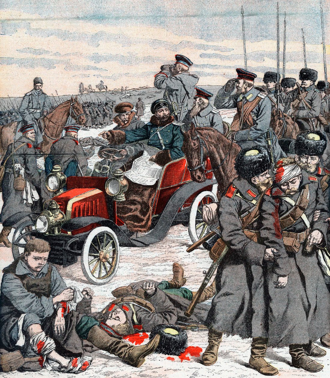 彼の車からキャンペーンを指揮するロシアの将軍、日露戦争、1904 作： 不明