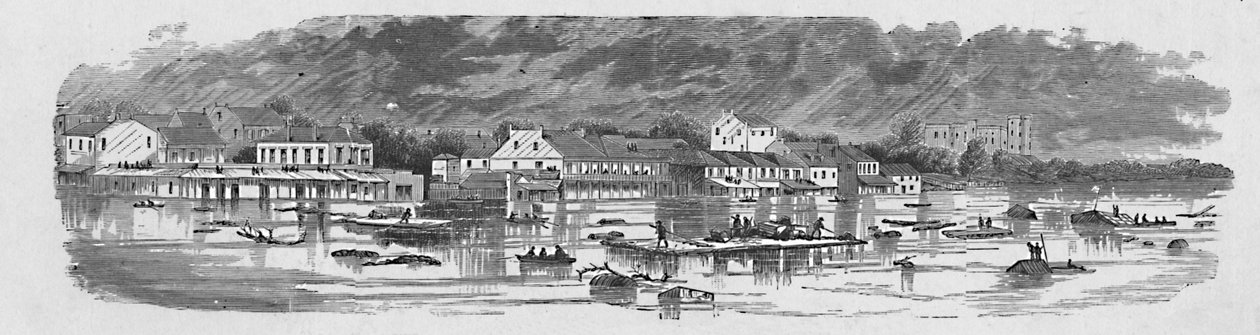 1874年、1883年の洪水時のバトンルージュでのシーン 作： 不明