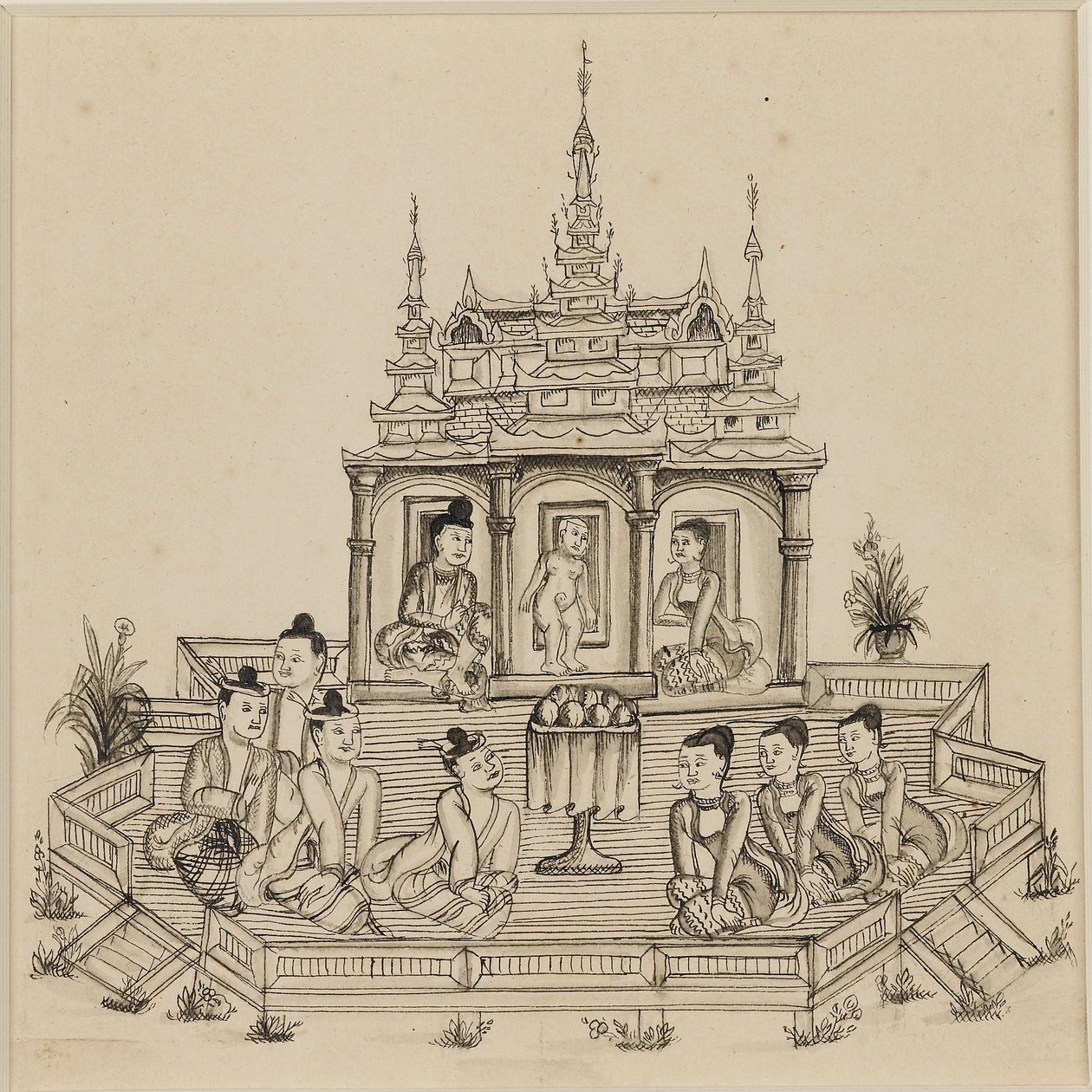 Vessantara Jataka のシーン、1880 年頃 作： 不明