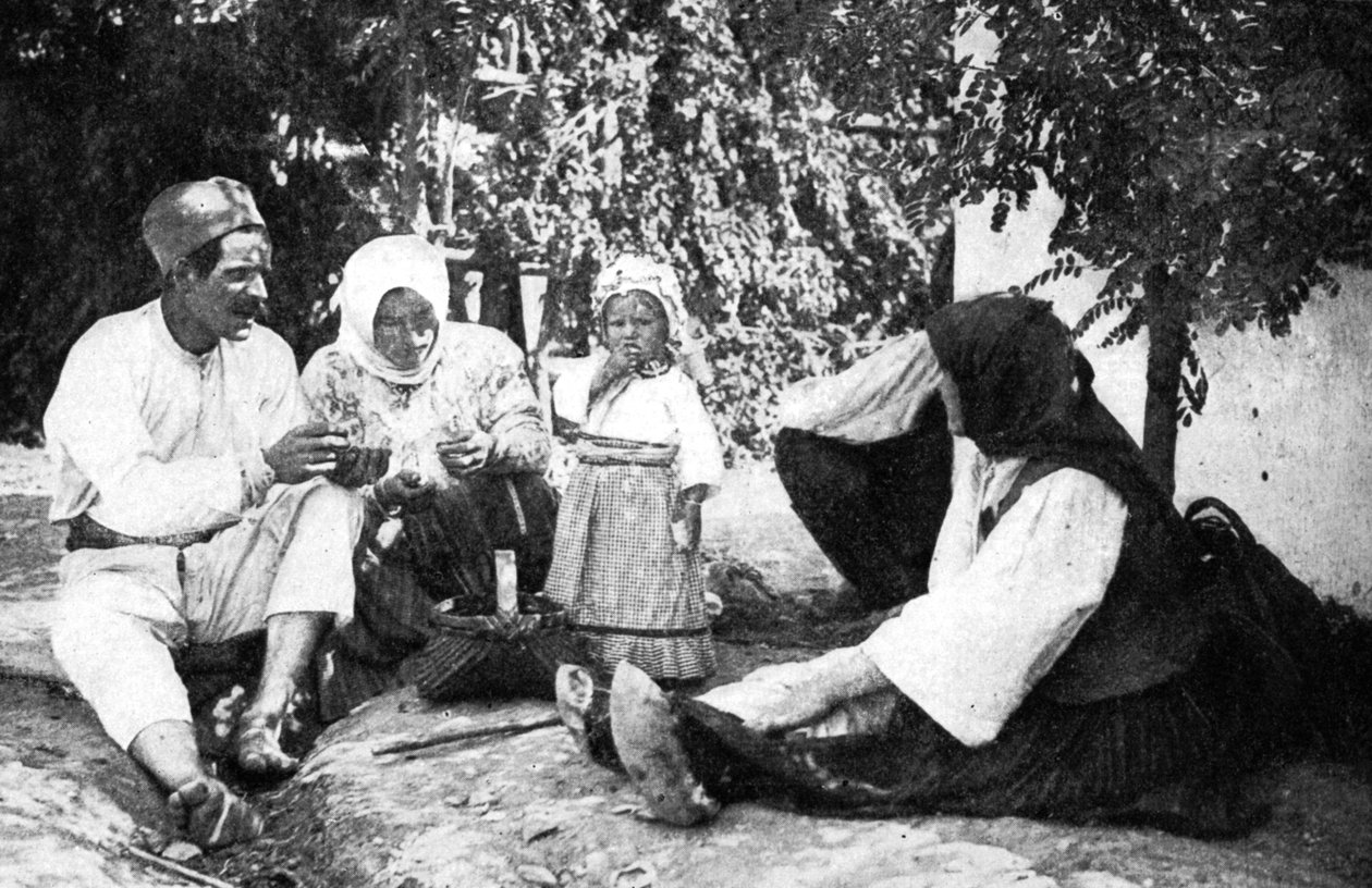 1914年の第一次世界大戦、ボスニアからのオーストリア人のルーティングの物語を語るセルビアの家族 作： 不明