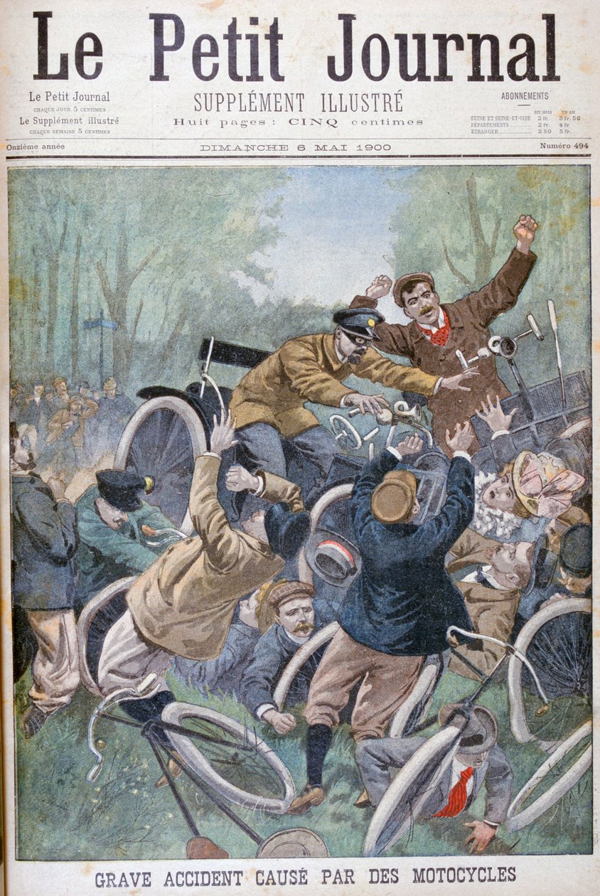 自転車による重大事故、パリ、1900 作： 不明
