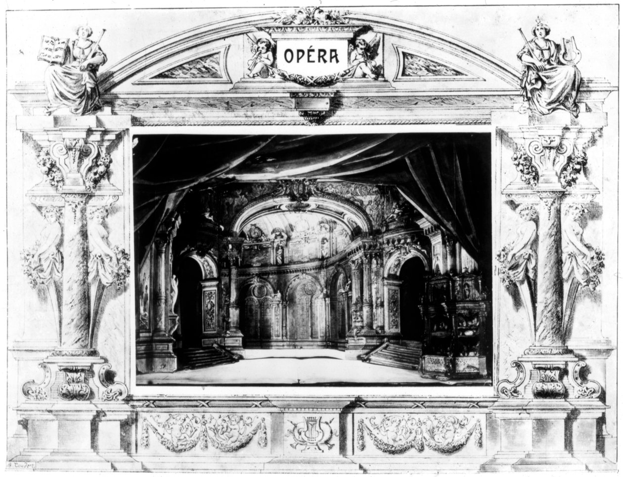 Mozarts Don Giovanniのセットデザイン、1875 作： 不明