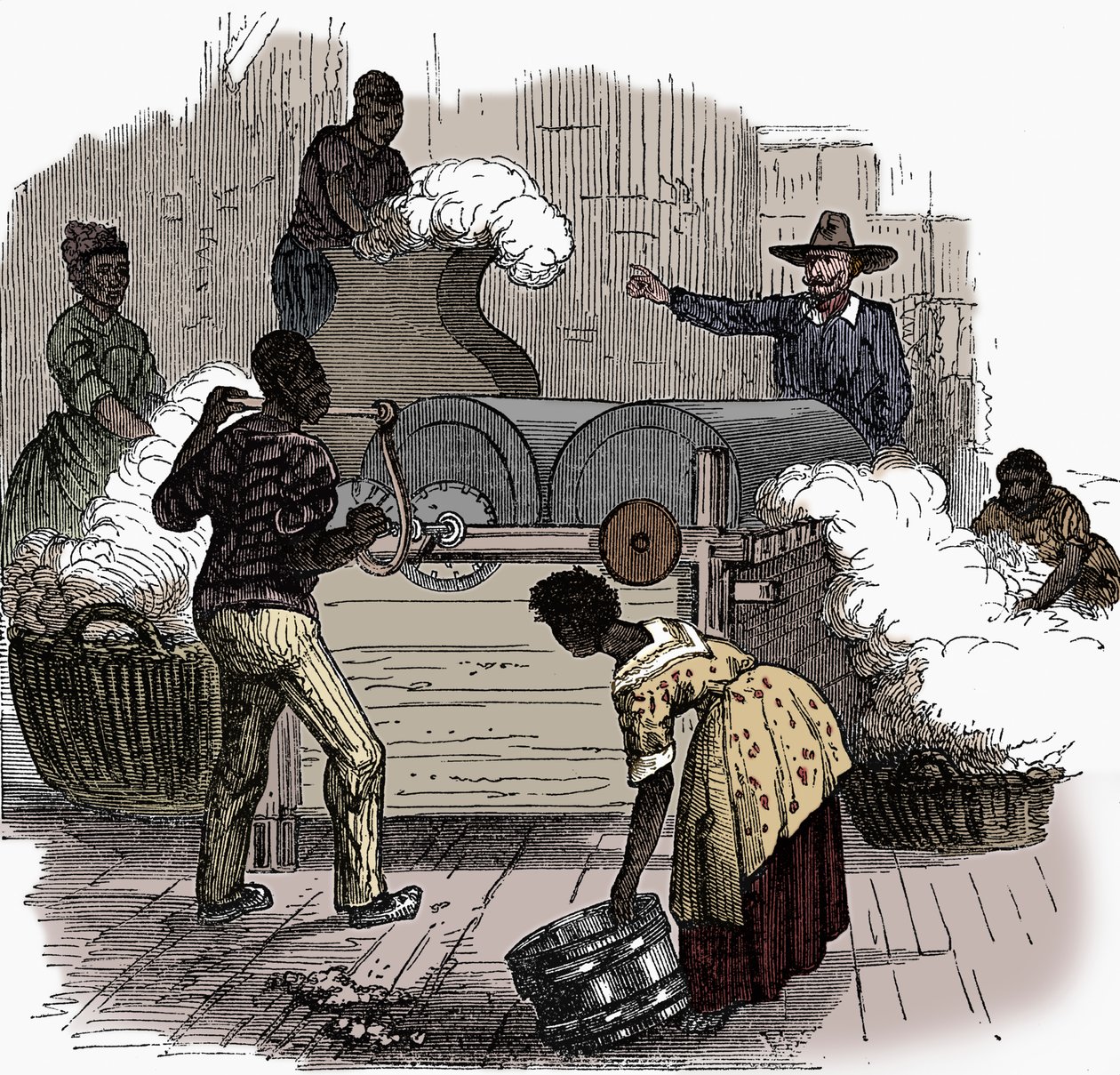 1860年、アメリカ南部州の綿プランテーションでの奴隷労働 作： 不明