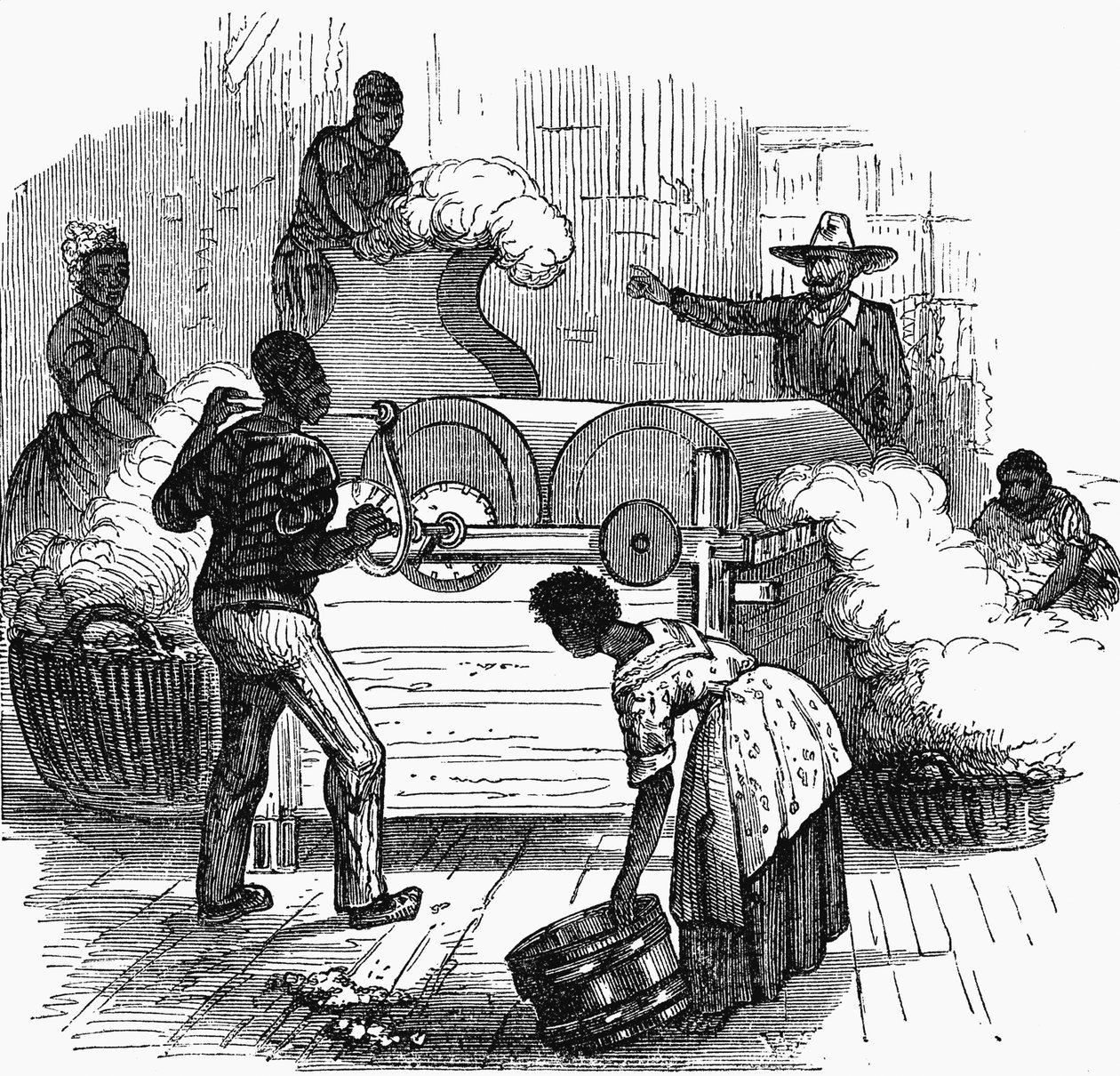 1860年、アメリカ南部州の綿プランテーションでの奴隷労働 作： 不明