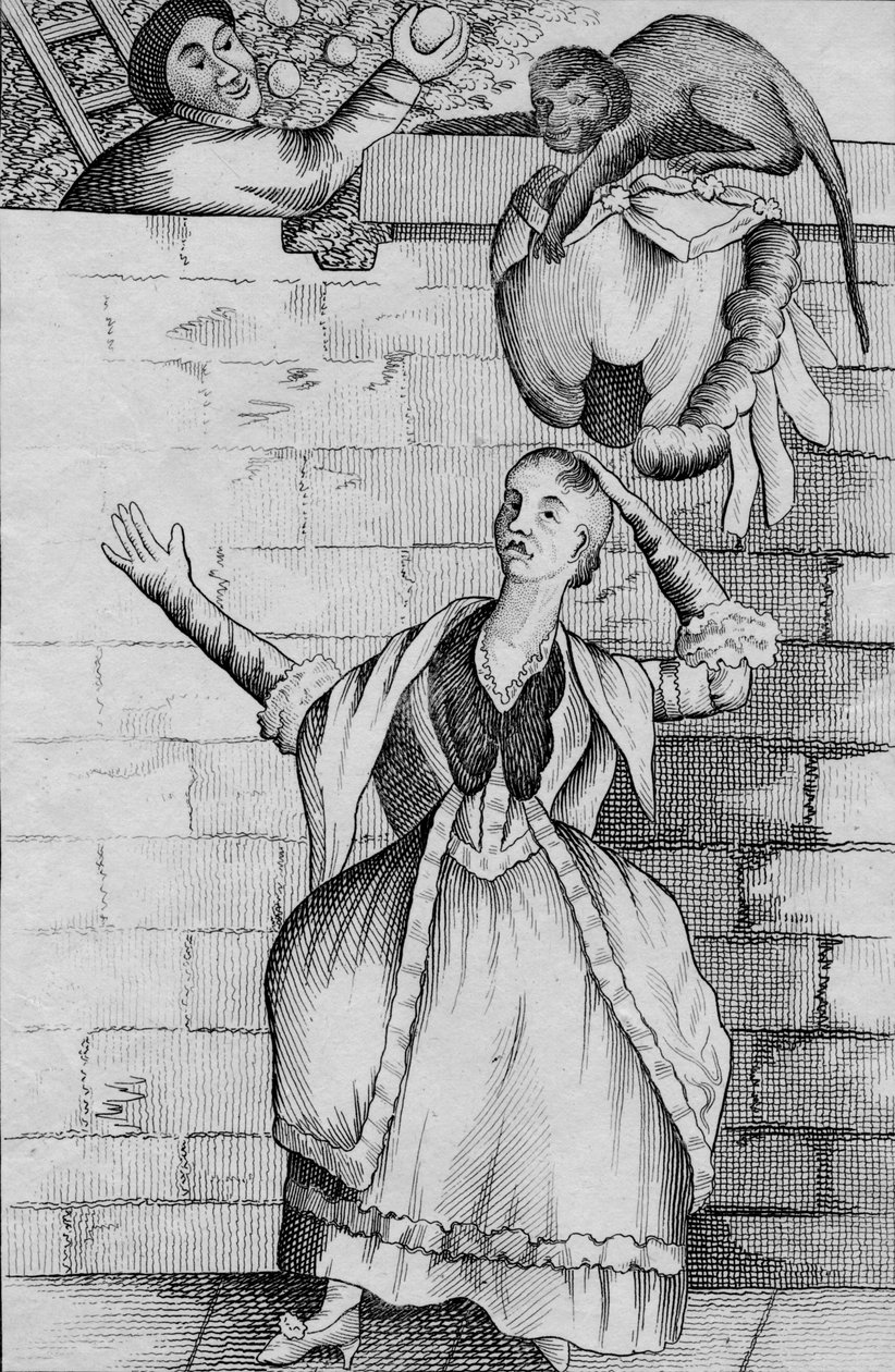 サルによる手のわずか-または女性の頭がアンロードされました、c1812 作： 不明